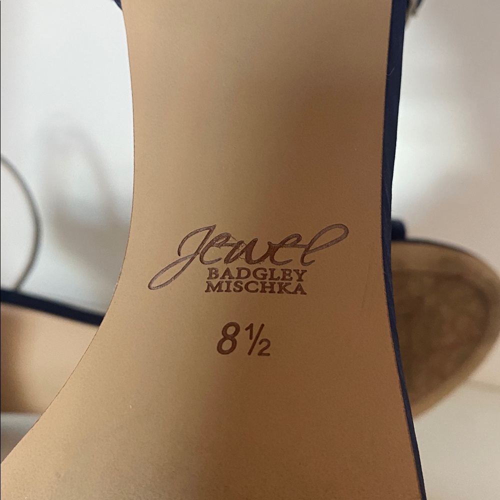 Jewel Badgley Mischka Navy Sandals - Picture 5 of 11